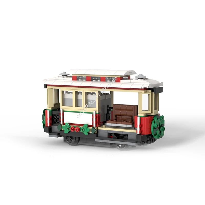432PCS MOC Winter Village Tram Model Building BlocksTechnique Creative Assembly Brick Toys Christmas Gifts
