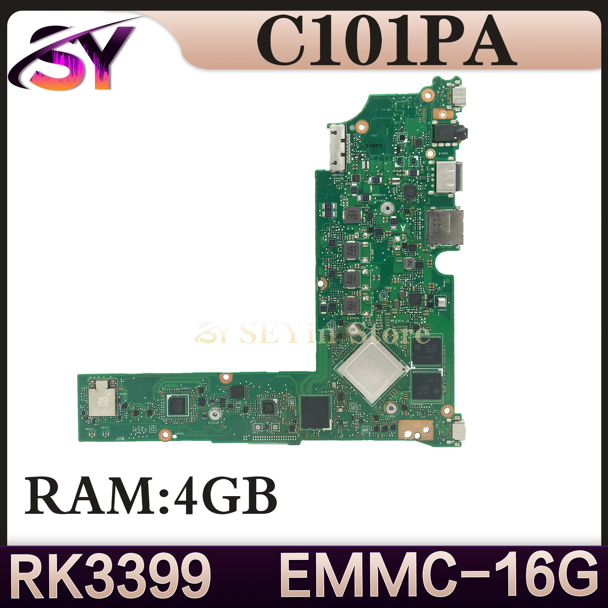 Mainboard For ASUS Chromebook Flip C101 C101P C101PA Laptop Motherboard RK3399 4GB/RAM EMMC-16G/32G MAIN BOARD