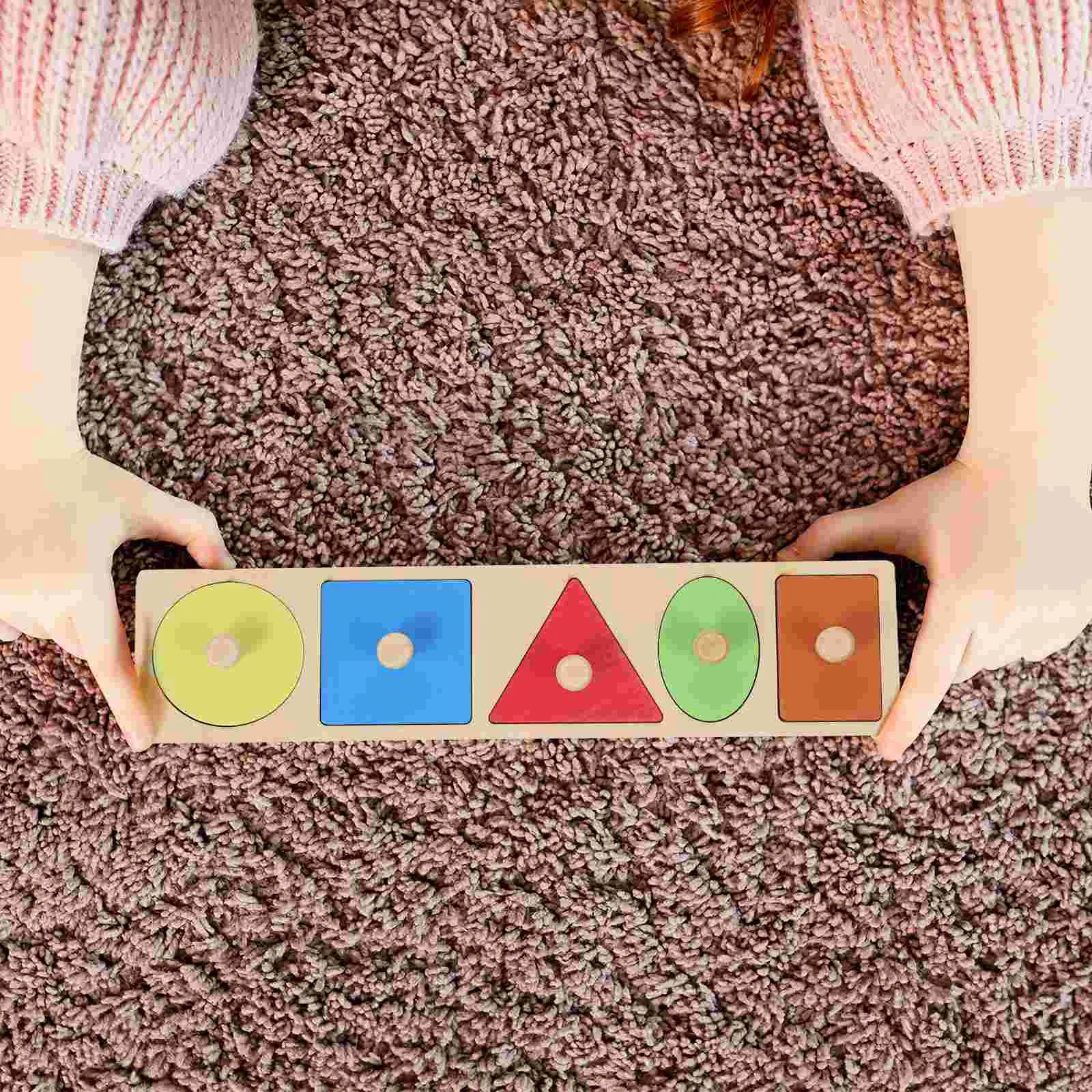 Wooden Montessori Early Education Hand Holding Board Child Children's Toys Shape Recognition Knob Learning Puzzle