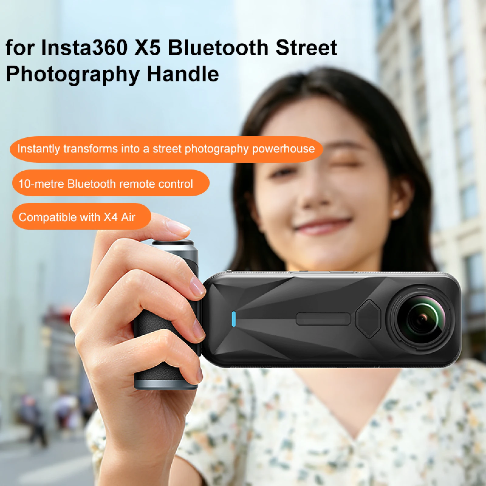 

Street Grip Vlog Holder Combo Camera Grip Holder for insta360 X4 air/X5 Camera Bluetooth-compatible Street Photography Handle