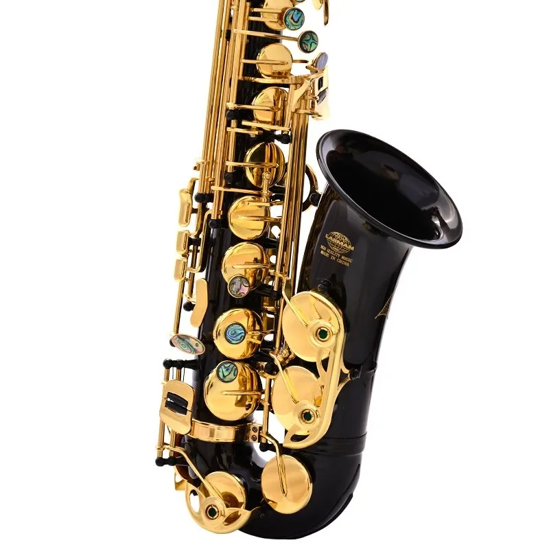 Alto Key E Flat Saxophone Gold Lacquer Brass Sax with Instrument Case Mouthpiece Neck Strap Cleaning Cloth Brush for Beginners