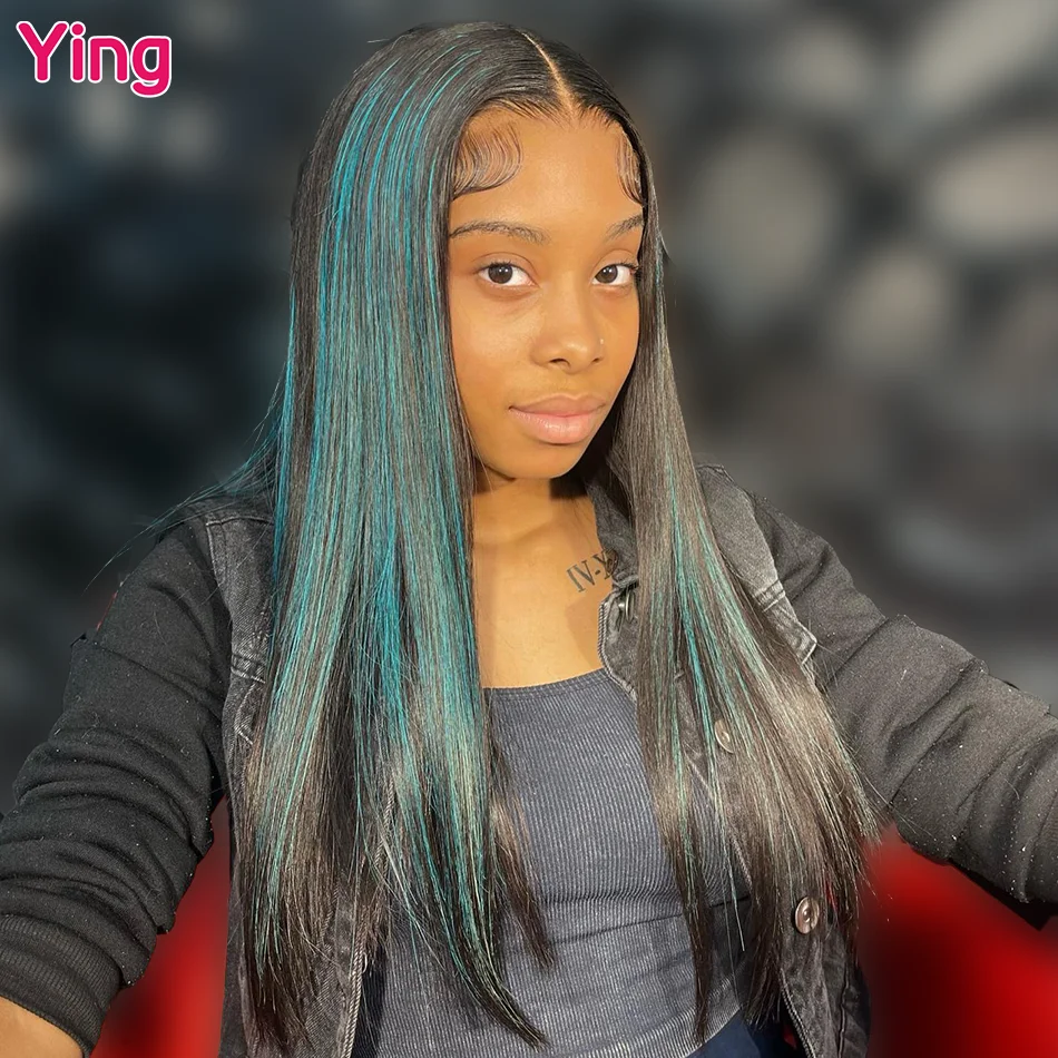 

Highlight Blue 13x6 Lace Frontal Wigs Human Hair Brazilian Straight Pre Plucked 13X4 Lace Front Wig 5x5 Closure Human Hair Wigs