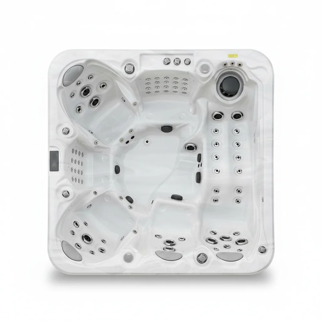 Outdoor Hot Tub, Lucite Acrylic 225x225x88 cm Whirlpool Spa, Balboa Massage Spa Pool, Luxury Portable Jacuzzi for Home