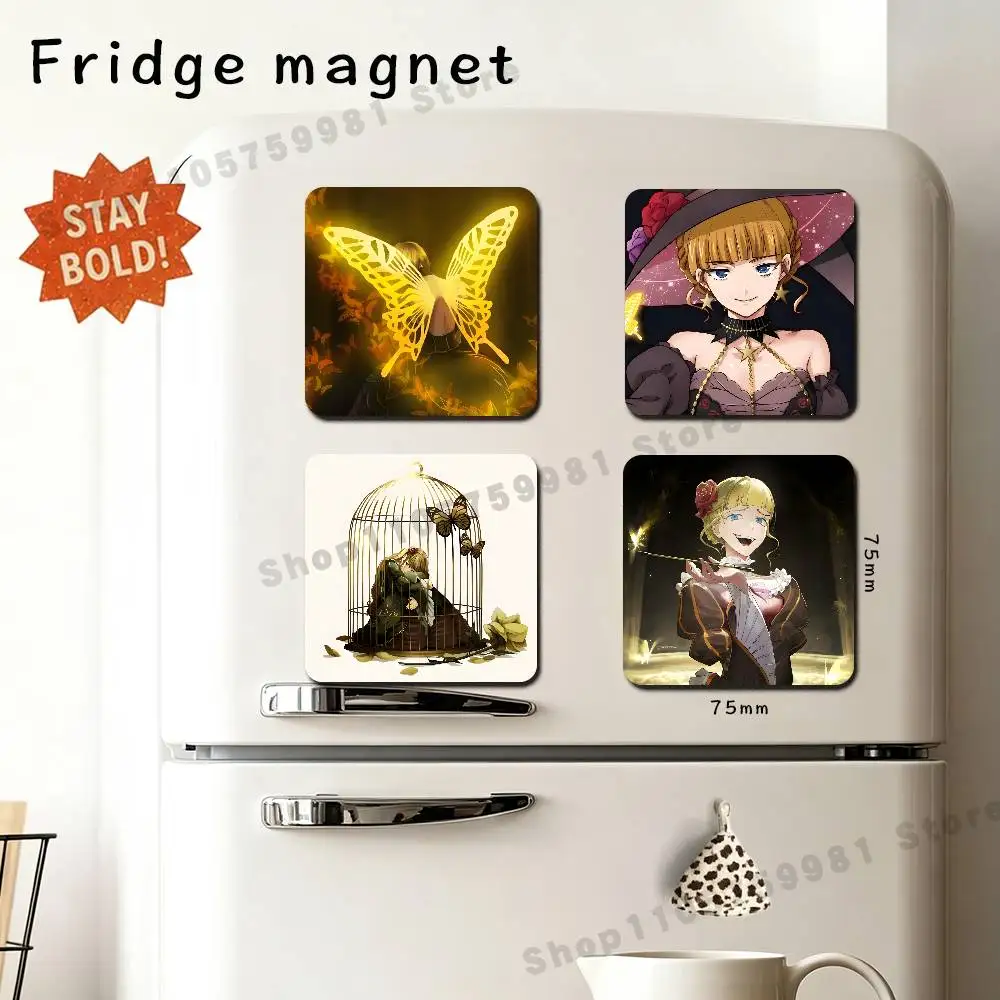 Game U-Umineko Beatrice Cartoon Square Acrylic Fridge Magnets Tiles Refrigerator Decor Home Decoration Craft Gift Accessories
