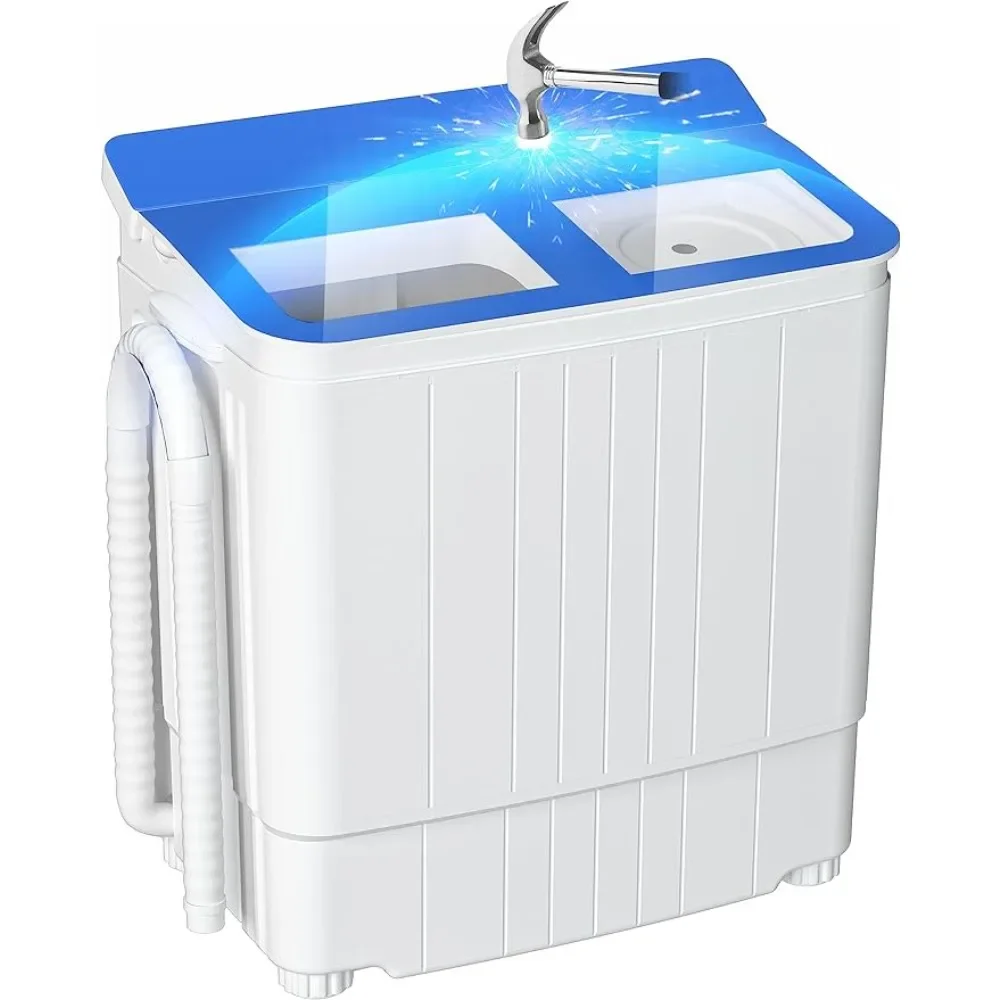 Portable washingmachine and dryer, 14.5 pound mini washing machine combined with rotary dryer, compact twin drum washing machine