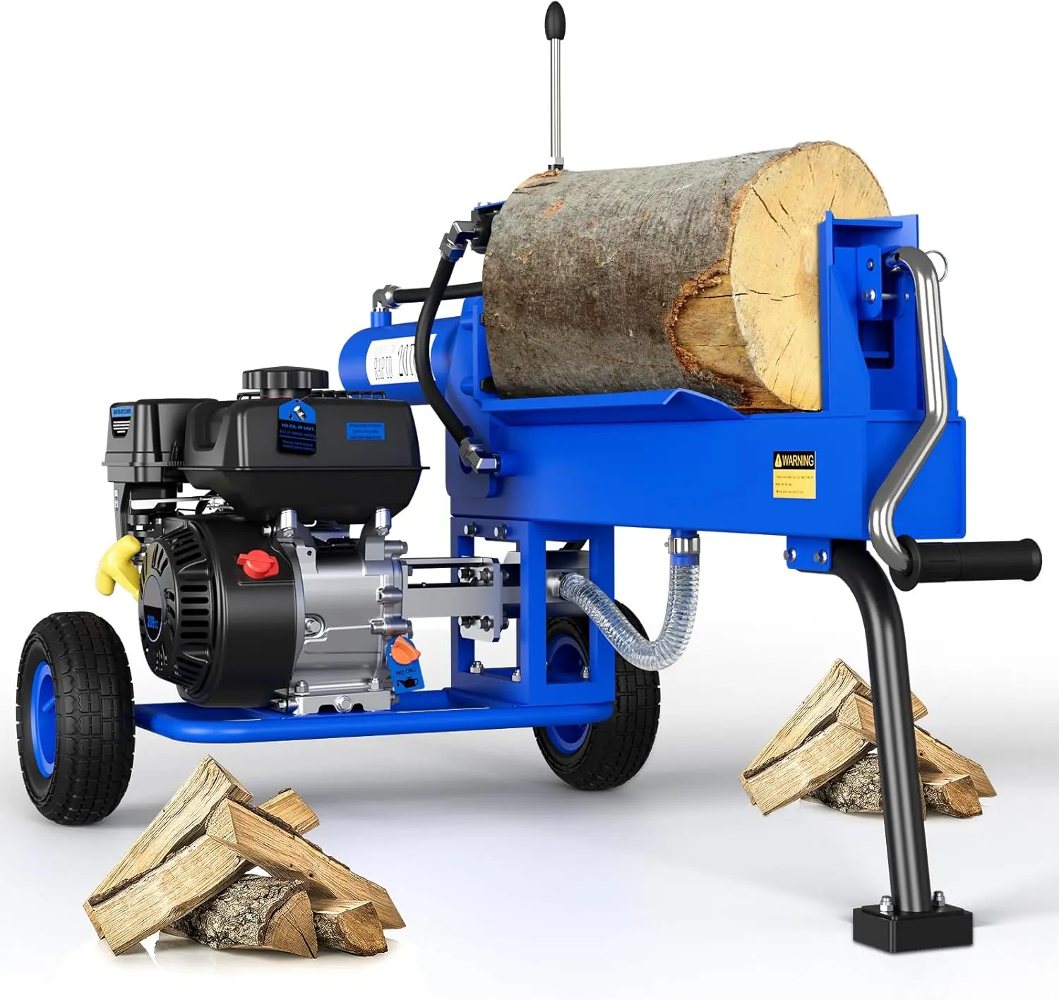 Log Splitter, 20-Ton Gas Wood Splitter With 2 Stage Gear Pump, Portable Automatic Wood Splitting With Hydraulic Ram And Rapid