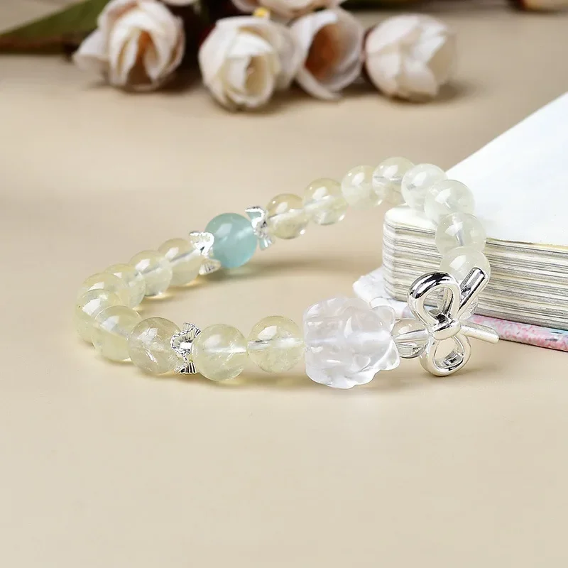 

Citrine Green Fluorite White Crystal Nine Tail Bracelet Ladies Light Luxury Fashion Lucky Bracelet, Gift