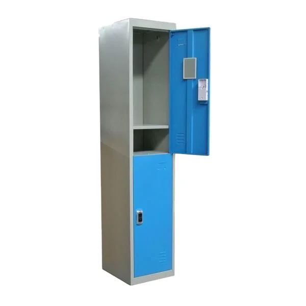 Factory Single 2-Door 2-Tier Steel Locker with Key Lock Waterproof & Durable Clothing Storage Cabinet for School Students