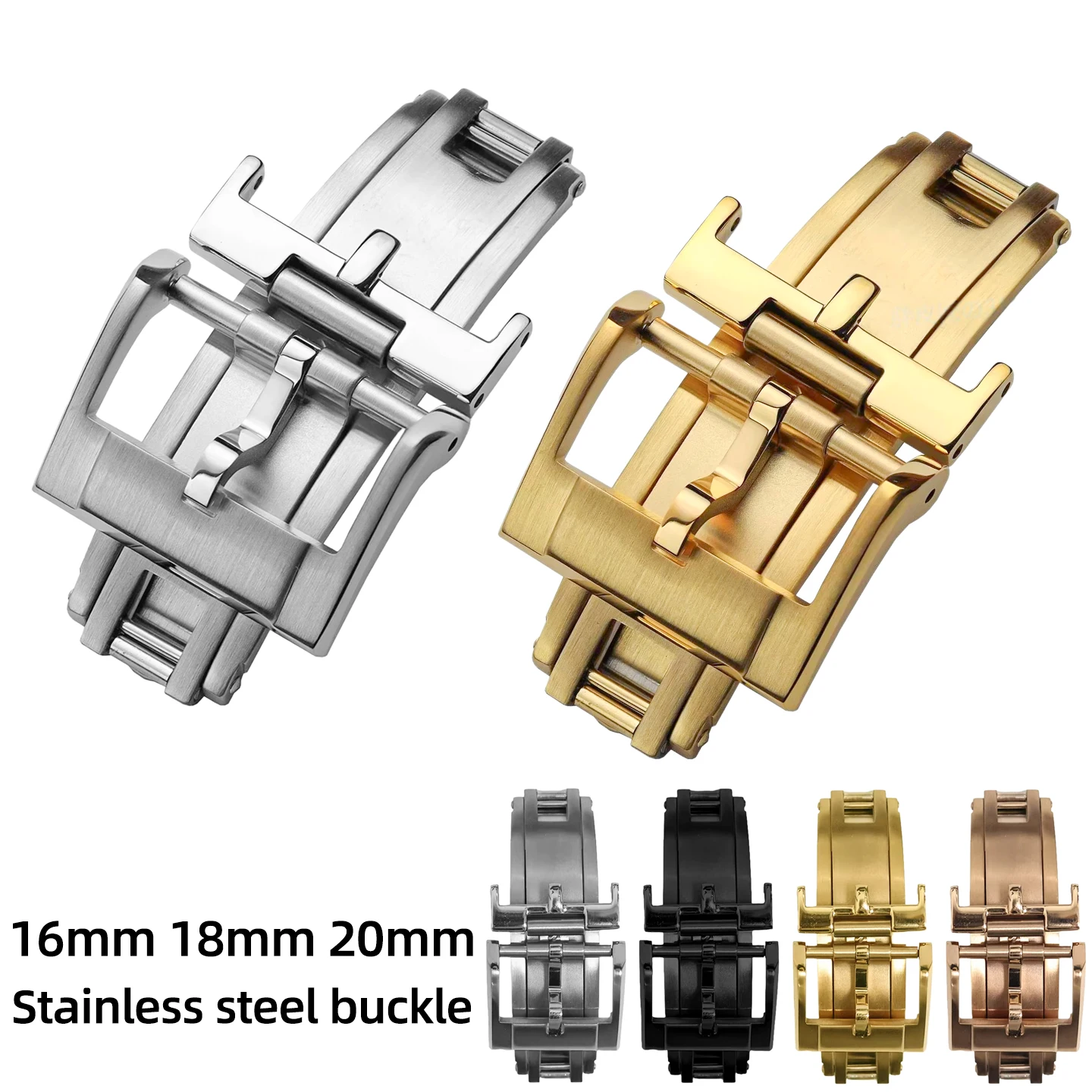 16mm 18mm 20mm Premium Spring Deployant Clasp For Rolex Cartier Watch Leather Strap Repalcement Secure Luxury Steel Watch Buckle