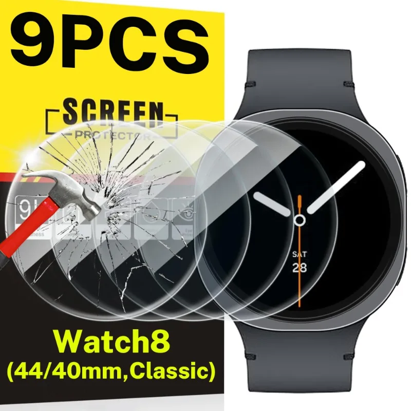 

1-9 шт. для Samsung Watch 8, защитная пленка для экрана, закаленное стекло, твердость 9H, небьющиеся пленки для Galaxy Watch 8 Classic, 46/44/40 мм