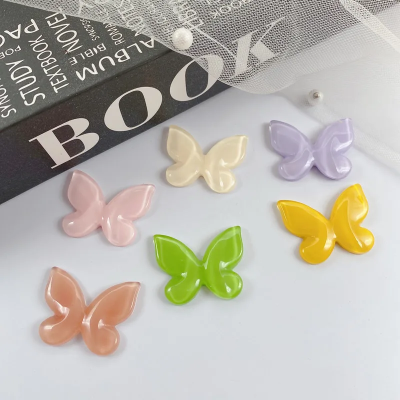 New arrived 50pcs/lot color print animals cartoon Butterfly shape resin flatback cabochon beads diy jewelry earring accessory