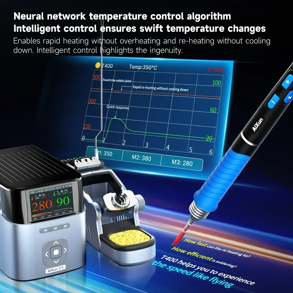 Jcid aixun t400 320w estação de solda t225 4-em-1 alça de solda 7 núcleo plug ferro de solda manutenção de soldagem profissional