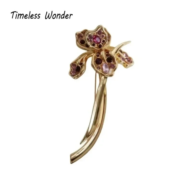 

Timeless Wonder Retro Zircon Geo Floral Brooch Pins for Women Designer Jewelry Runway Rare Trendy Gift Top Rare Cute 5328