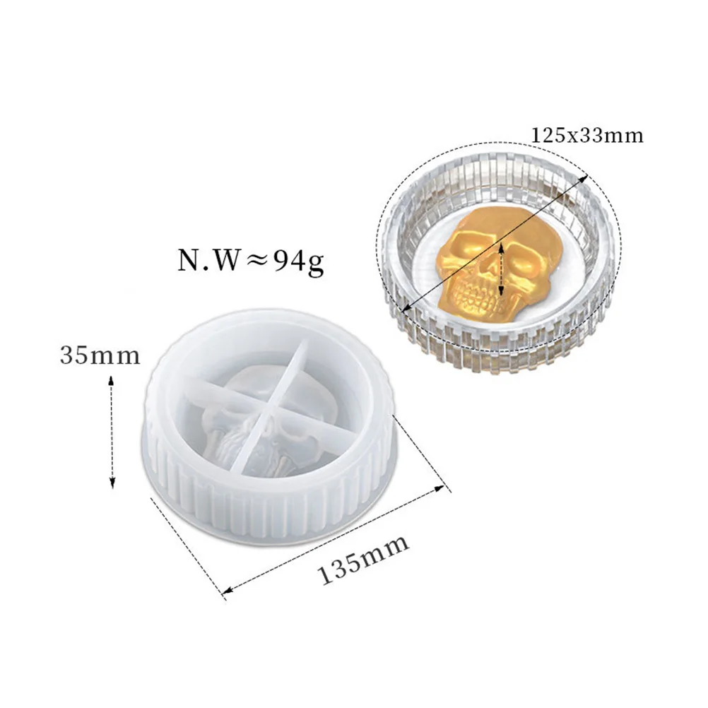 Halloween Skull Head Silicone Mold Flexible Ashtray Mold for Epoxy Resin DIY Crafts Handmade Supplies Silicone Molds for Resin