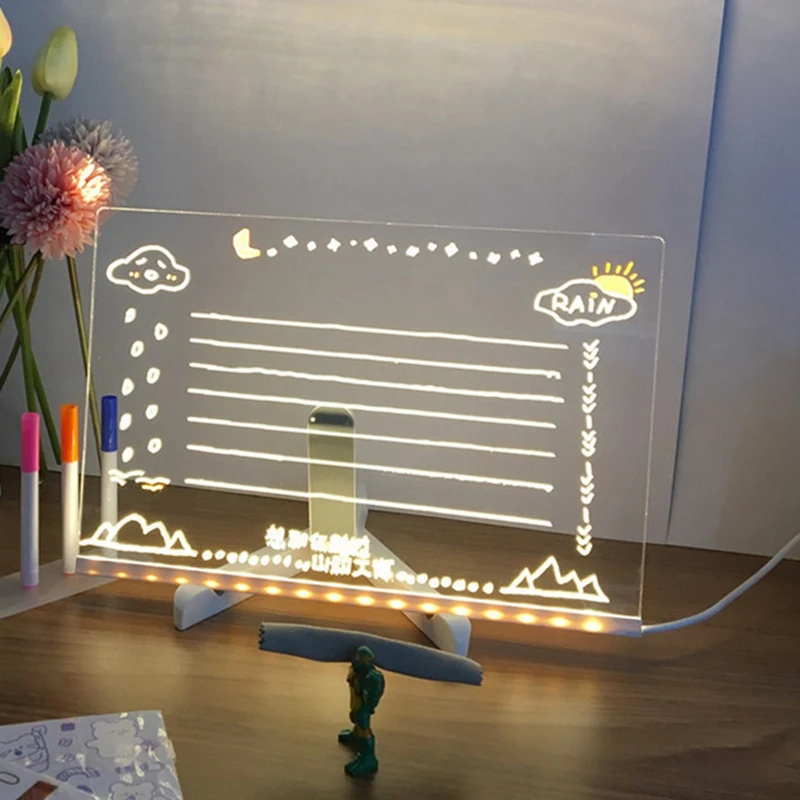 LED-Notiz tafel, leuchtende Acryl-Nachrichten markierung platte mit Licht, beleuchtete weiße Tafel