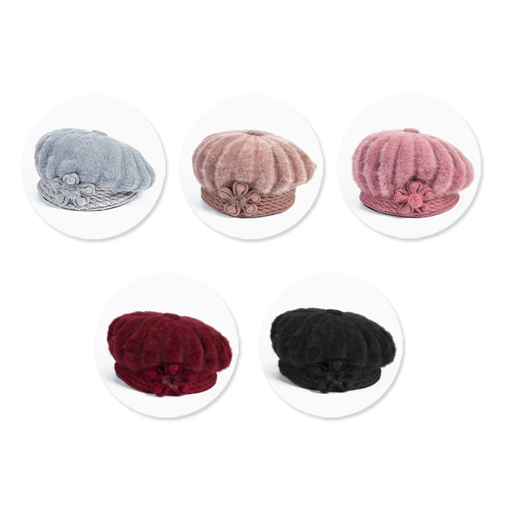 

Warm Ear Protection Hat Knitted Cap Hats Autumn and Winter Outdoor Women Wool Elder Women's & Caps