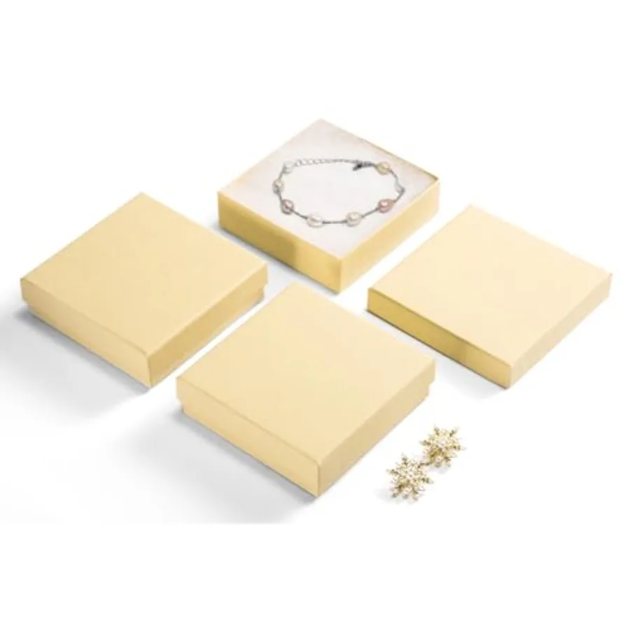 

Jewelry Boxes Bulk 96PC Matte Cardboard Gift Boxes Cotton Filled Box with Lids 3.5x3.5x1 Inch Bulk Square Small Kraft Gift Boxe