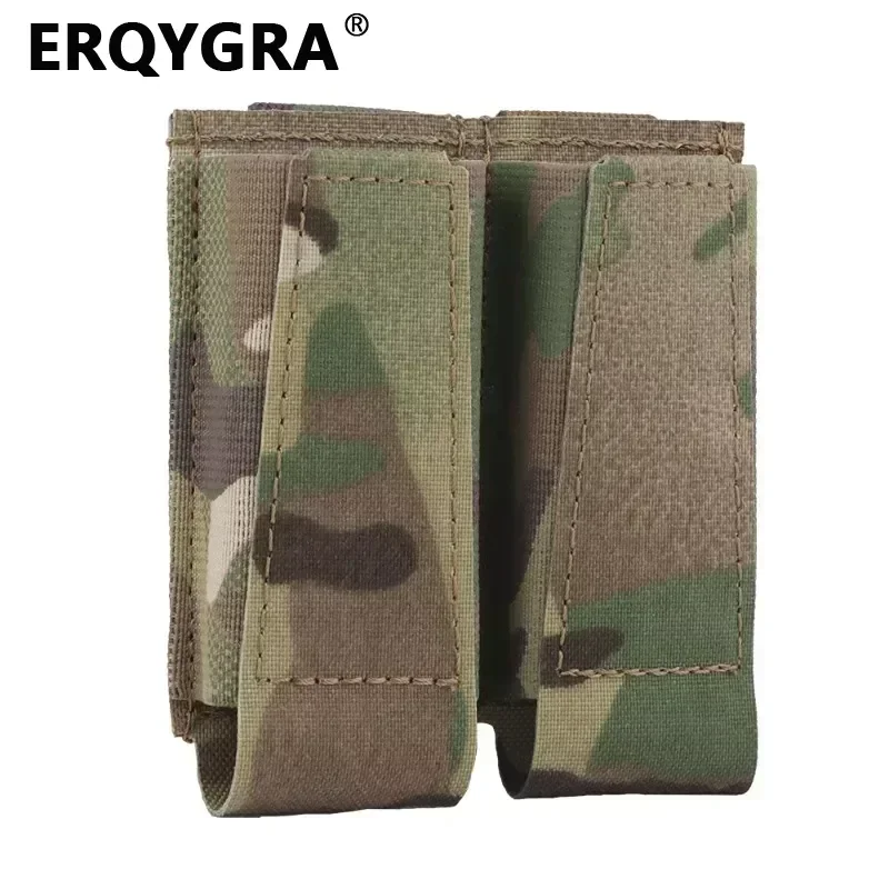 ERQYGRA Tactical Open Type Double Pistol Mag Pouches Shooting Molle System Accessories CS Wargame Flashlight Waist Bag Hunting