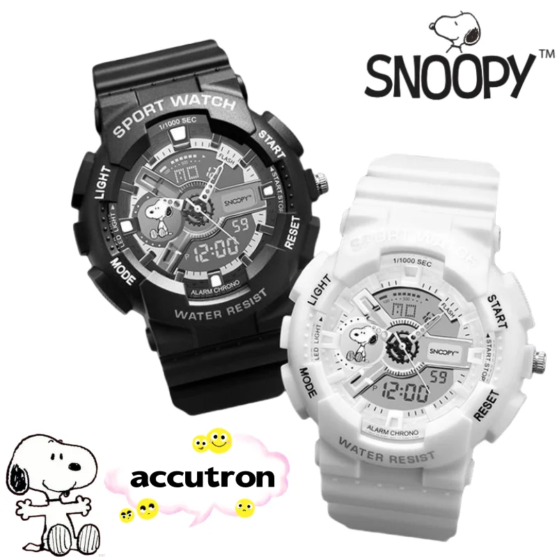 

Новые электронные часы Snoopy, электронные часы, корейская версия трендовых черных технологических крутых светящихся водонепроницаемых мужских часов