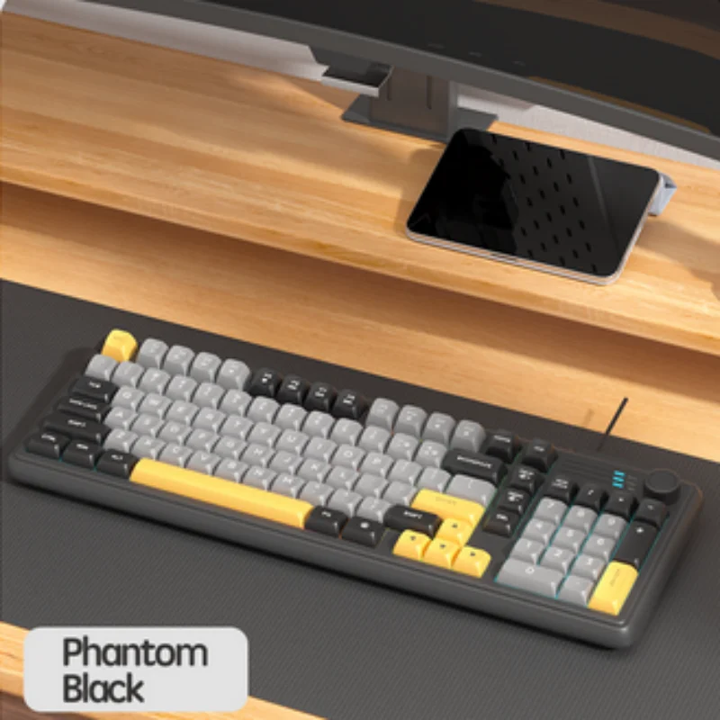 

Mini 98Keys Wired Keyboard With Switch The Function Of the Knob Breathing Lamp Gaming Keyboard Ergonomic Keyboard for Desktop