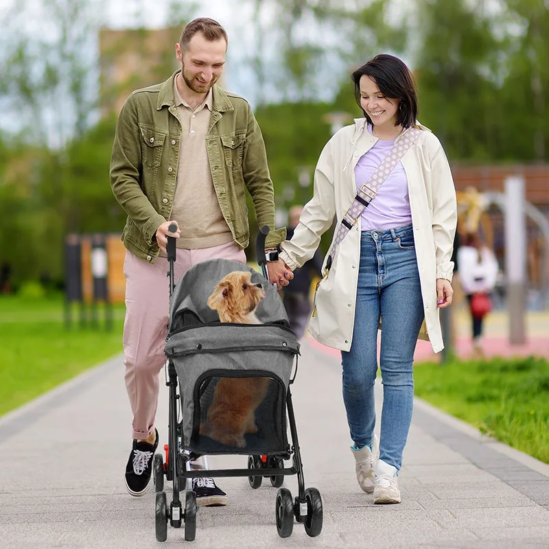 ﻿ 애견유모차 Lightweight Outing Puppy Stroller Suitable for Small  Dogs and Cats ,4-Wheel Folding Dog Cat Stroller: Jogger Stroller