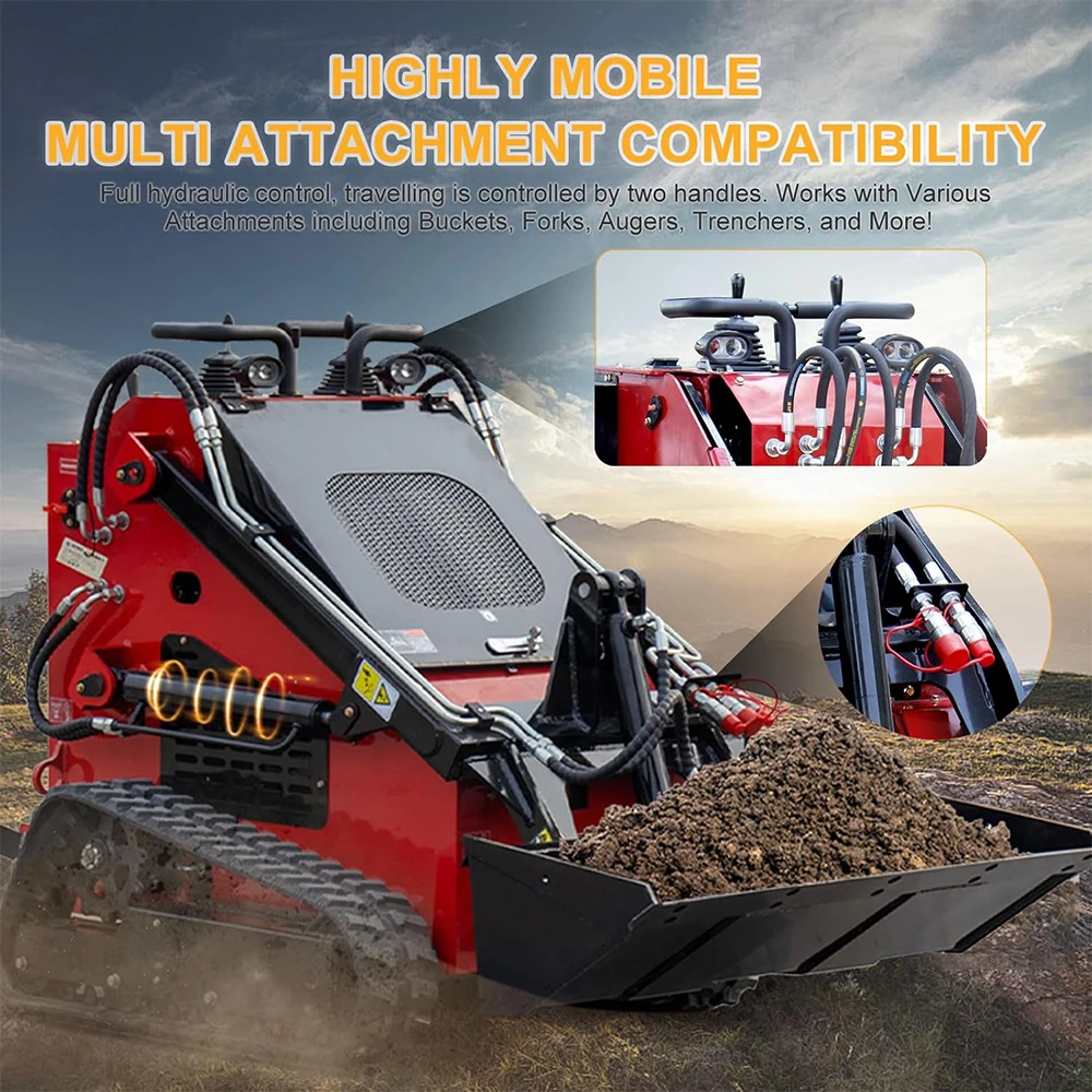 MMS Mini Skid Steer Loader with Briggs & Stratton GAS Engine Foldable Pedals Track Loader USA Free Shipping