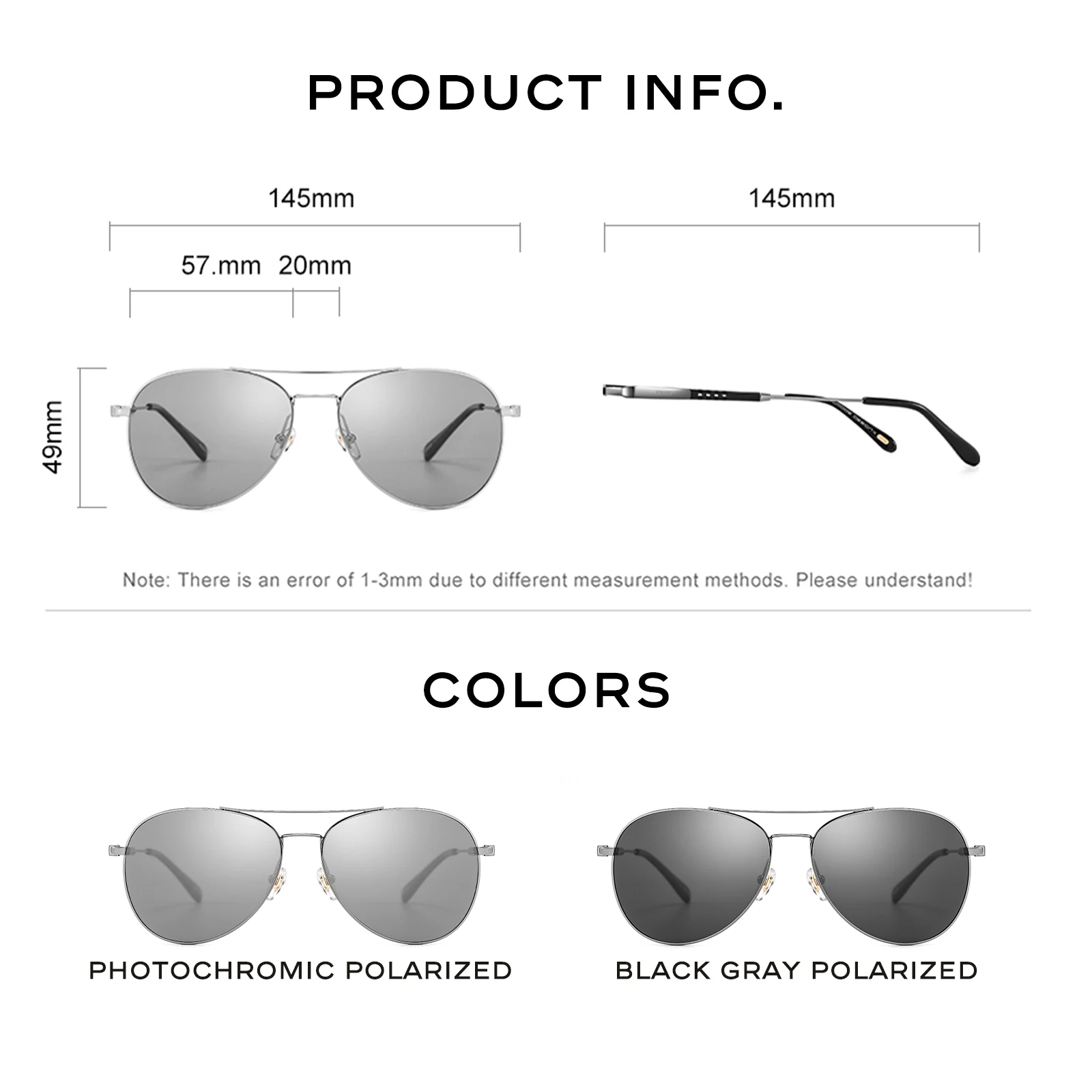 CAPONI Polarized Pilot Classic Sunglass Men Photochromic UV400 Outdoor Sports Driving Shades Sunglasses Brand Designer BS3109