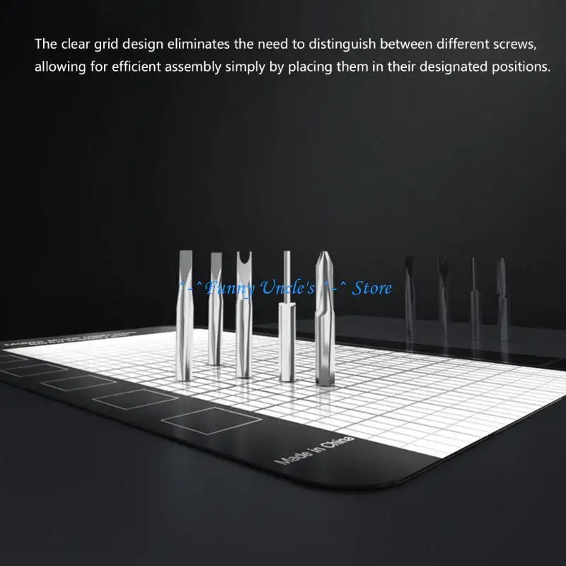 E7CD Repair Benches Screw Organizers Mat, 5 Pack Grids Layout Pad