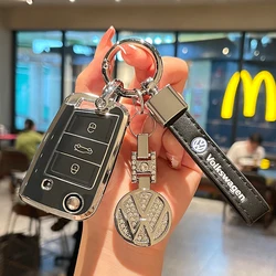 Fashion TPU Car Flip Remote Key Case Cover Holder Shell Fob For VW Volkswagen Golf 7 MK7 Tiguan MK2 Auto Keychain Accessories