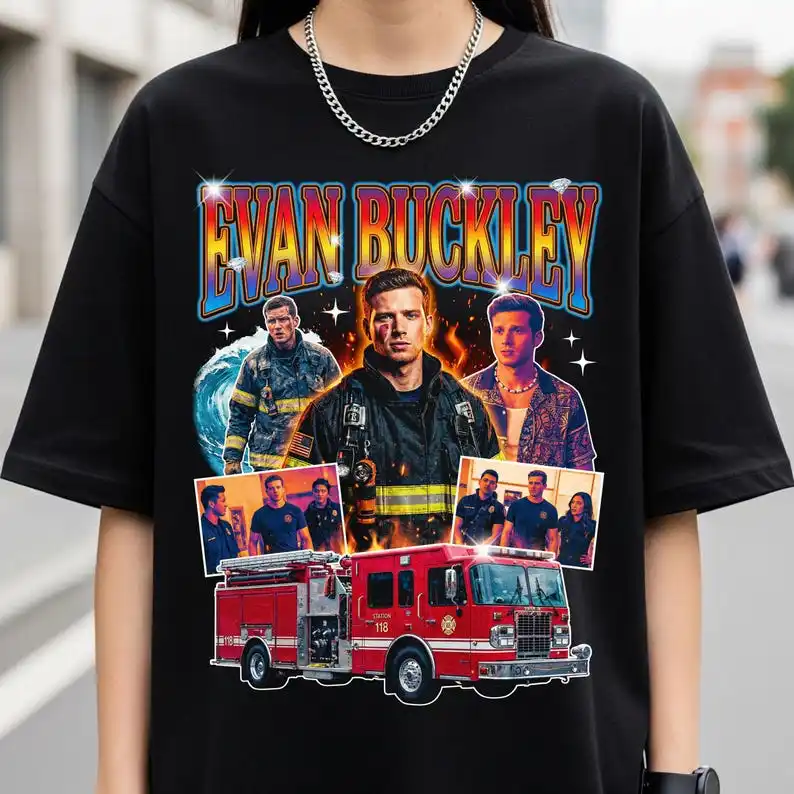 Evan Buckley T-Shirt, 9-1-1 TV Show Merch, Eddie Diaz, Bobby Nash, 911 Series Clothing, Firefighter Evan Buck Shirt