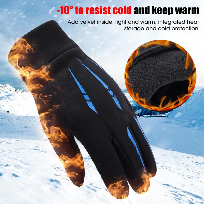 Winter Gloves Men Cycling Bike Women Thermal Fleece Cold Wind Waterproof TouchScreen Bicycle Warm Outdoor Running Skiing Mitten