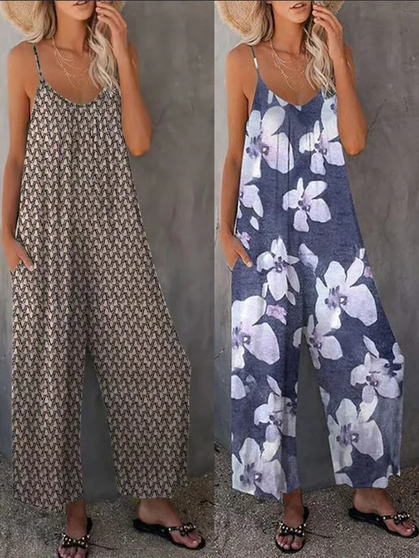 

Loose Wide Leg Pants Casual Summer Women's Clothing Printed High Waist Nine-Length Polyester Street Sle Thin Model