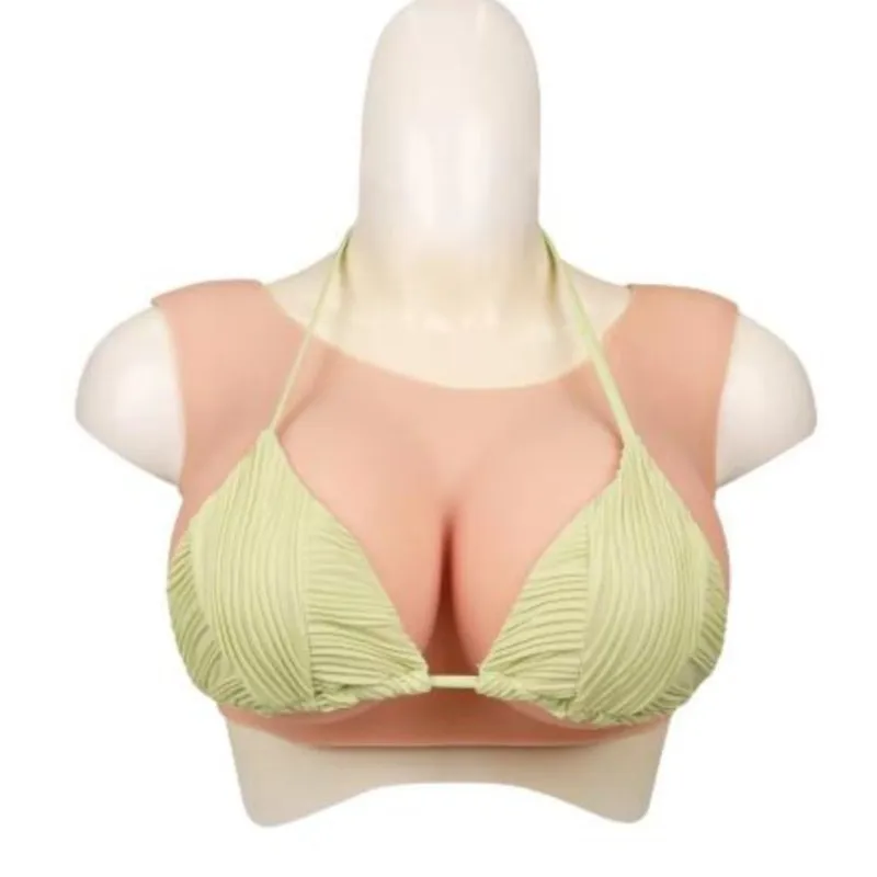 1 Piece Asian yellow Round neck Silicone Breastplate Fake boobs Fake breasts forms B-G Cup Breast Plates Transgender Cosplay Dra