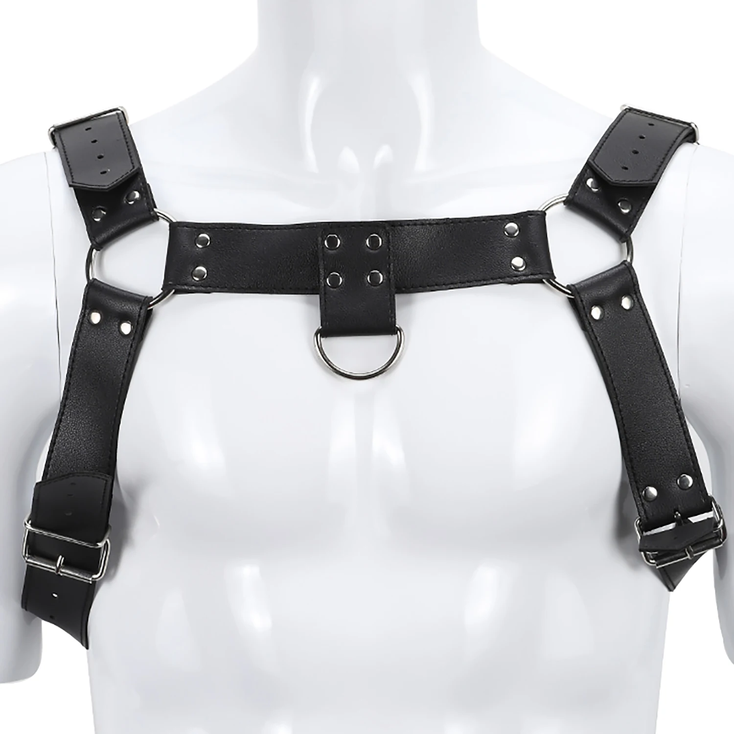 Male PU Leather Exotic SM Tops Fetish Gay Chest Harness Adjustable Harness Belts Punk Rave Costumes for Partner Sex BDSM Bondage - Image 3
