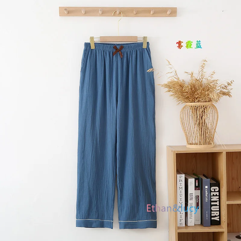Pure Cotton Crepe Pajamas Pant For Women Casual Spring Autumn Home Wear Trousers Large Size Comfortable Sleepwear Night Pants