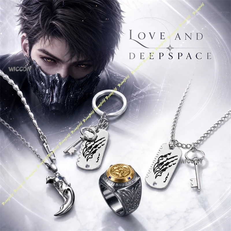 Accessoires de cosplay Love And Deepspace : Collier et bague Ao Yin Valko, pendentif dents de loup du clan Wolf du jeu Otome Game, pour Halloween