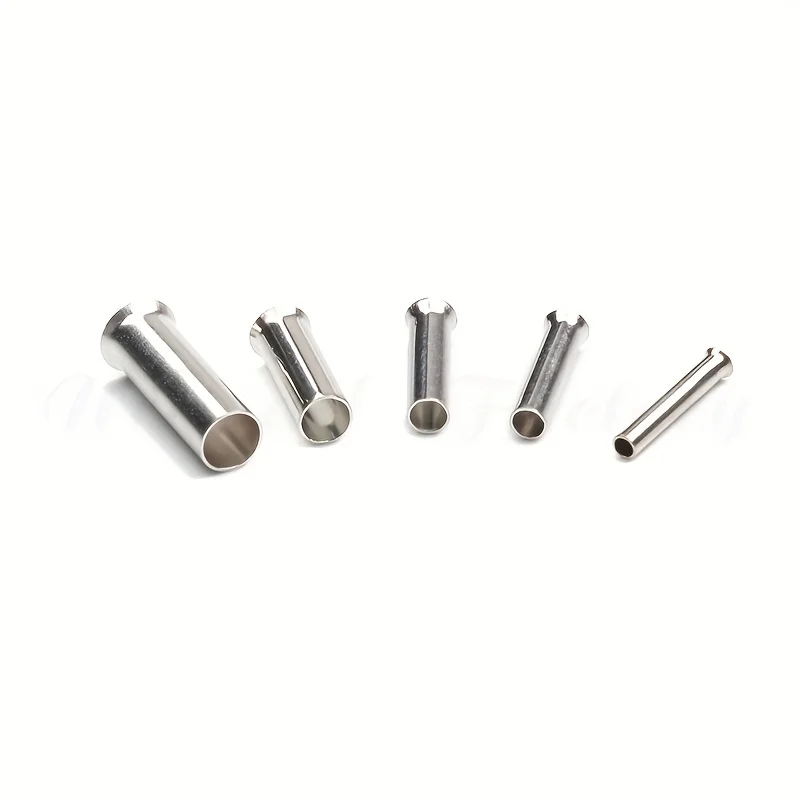 100pcs 0.5mm²-35mm²/ 22-2 AWG Non-Insulated Wire Connector Ferrules Electrical Cable Terminal Copper Bare Tinned Crimp Terminal
