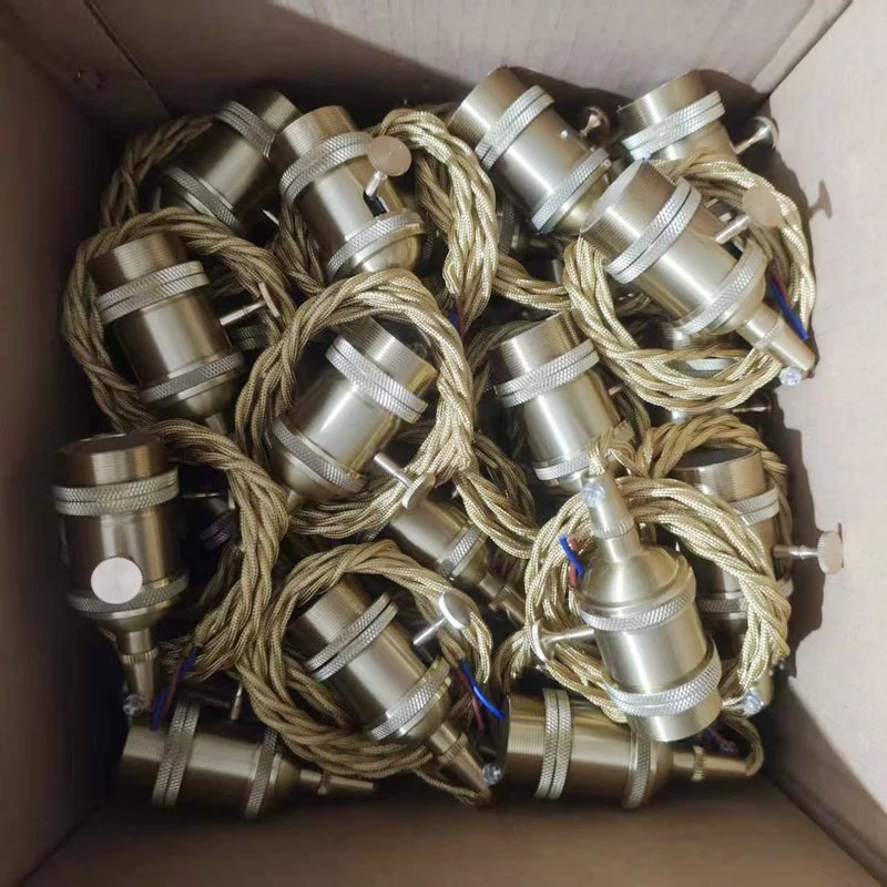 Crew Socket E27 Lamp Holder With Rotary Switch 1.3-meter 2 Core Wire DIY Imitation Copper Strip Switch E27 Lamp Head Accessories
