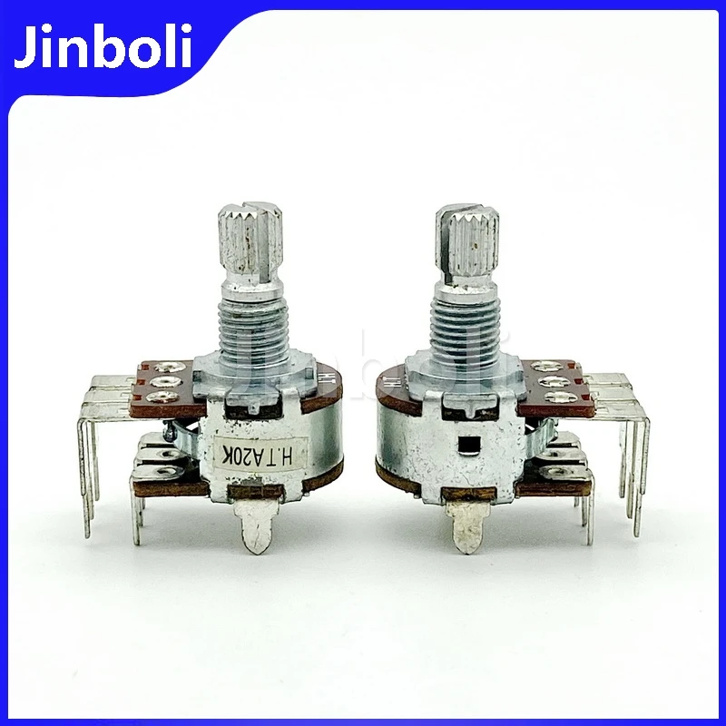 1PCS 16 Type A20K 6-leg Vertical bent Foot Double Amplifier Audio Speaker Volume Potentiometer 15mm Handle