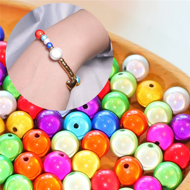 4/6/8/10/12mm Acrylic Fantasy Round Beads White And Mixed Color For Jewelry Making DIY Bracelet Necklace 20/30/50/100/200pcs