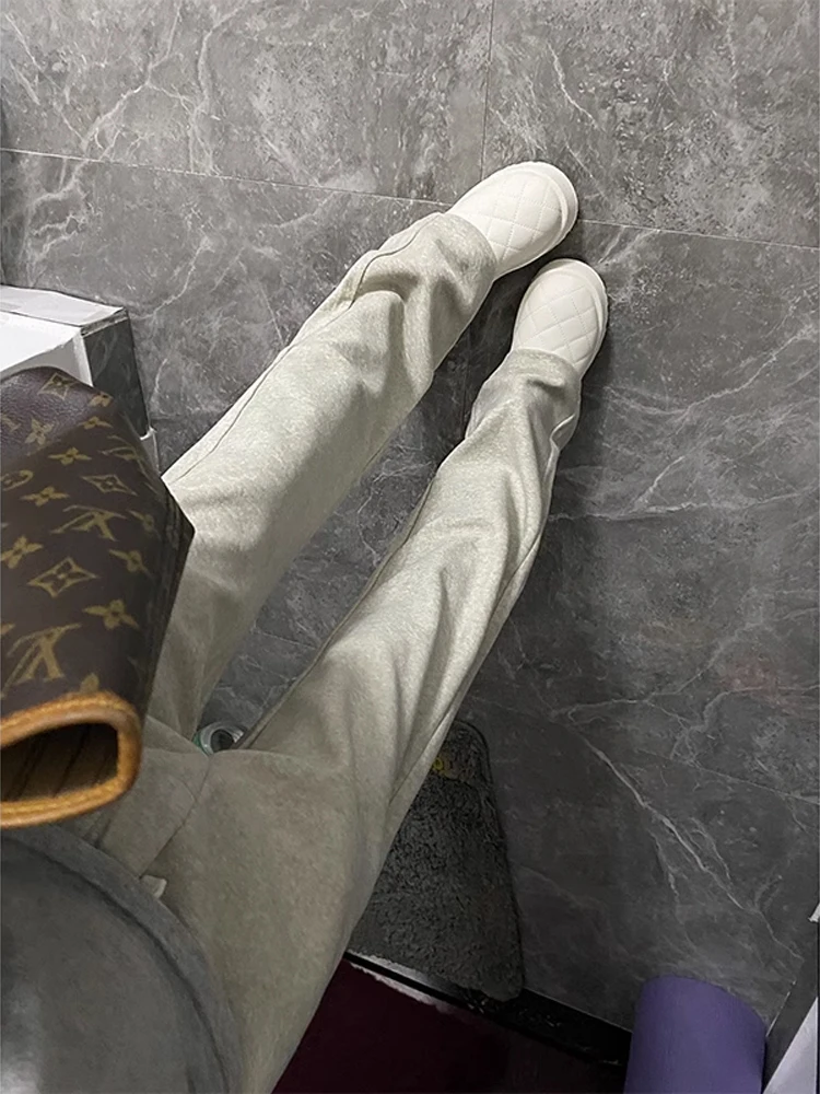 

Мужские спортивные брюки Thiened Fce на подкладке, прямые повседневные брюки, осень-зима, изогнутый нож на талии CleanFit для похудения