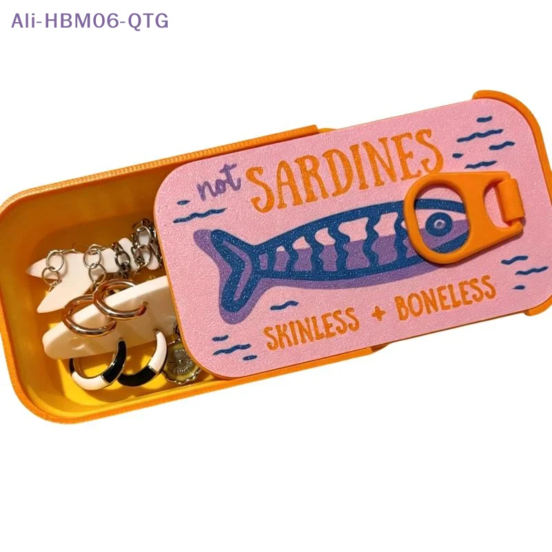 [New] Sardine Tin Jewelry Box 3D Printed Necklace Earring Storage Box Easy Open Lids For Crafts & Packaging Storage