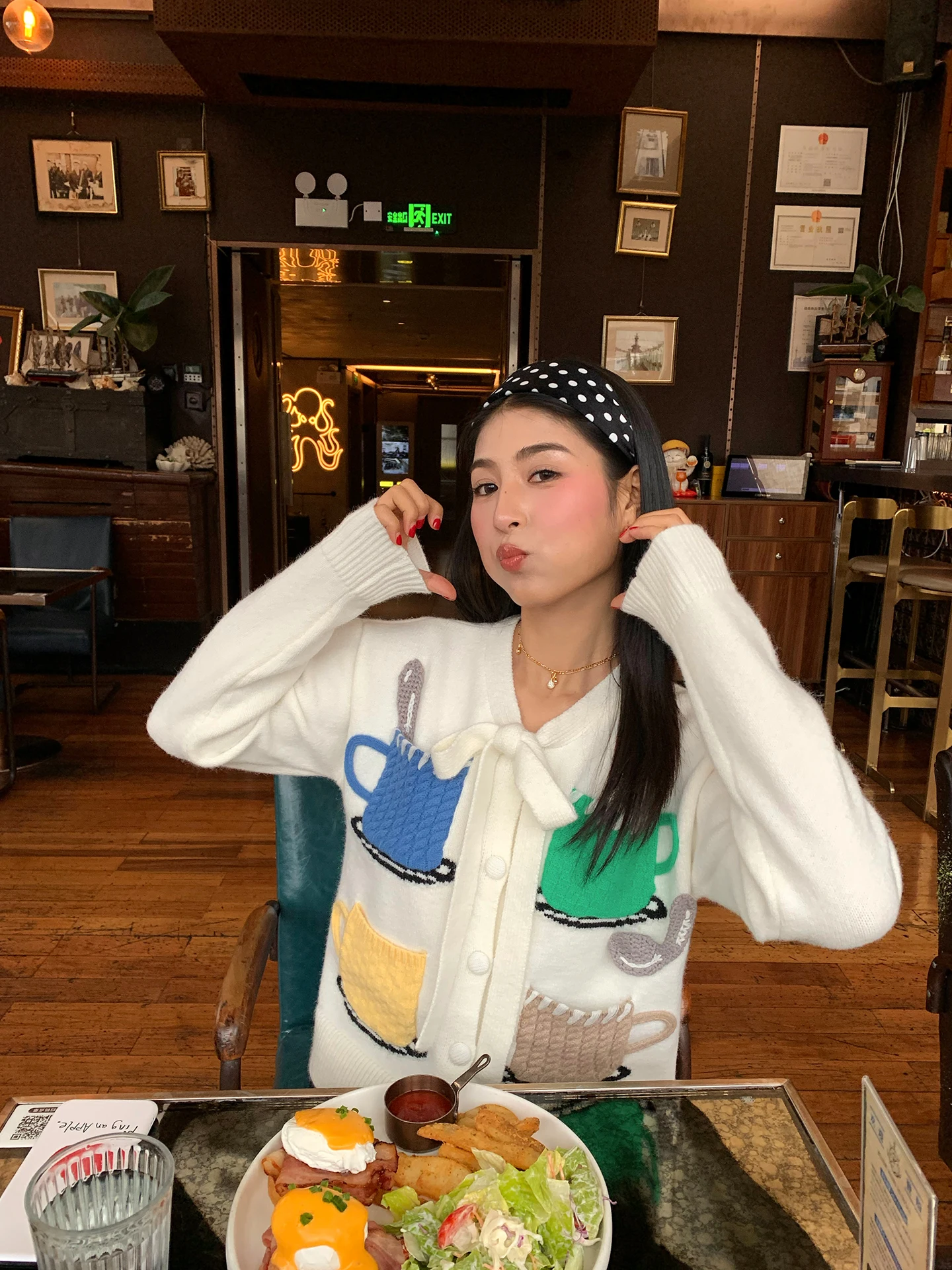 

Winter White Open Cardigan Sweater Women's Sle 2025 New Design Sensation Small ence Knitted Long Sve round Ne