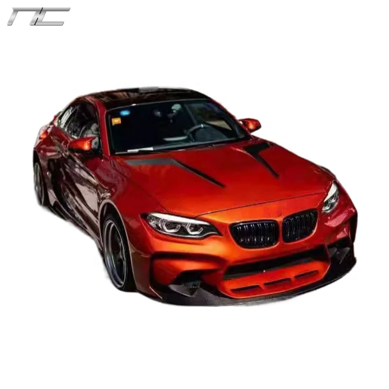 For BMW F87 M2 M2C MTC Style Wide Body Kit With Front Rear Bumper Side Skirts Wheel Eyebrow Engine Hood Bonnet