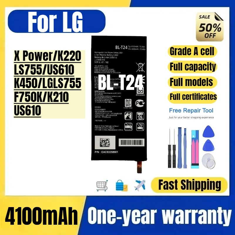 

BL-T24 for LG X Power/K220/LS755/US610/K450/LGLS755/F750K/K210/US610 Mobile Phone Battery Replacement Bateria Grade A Cel