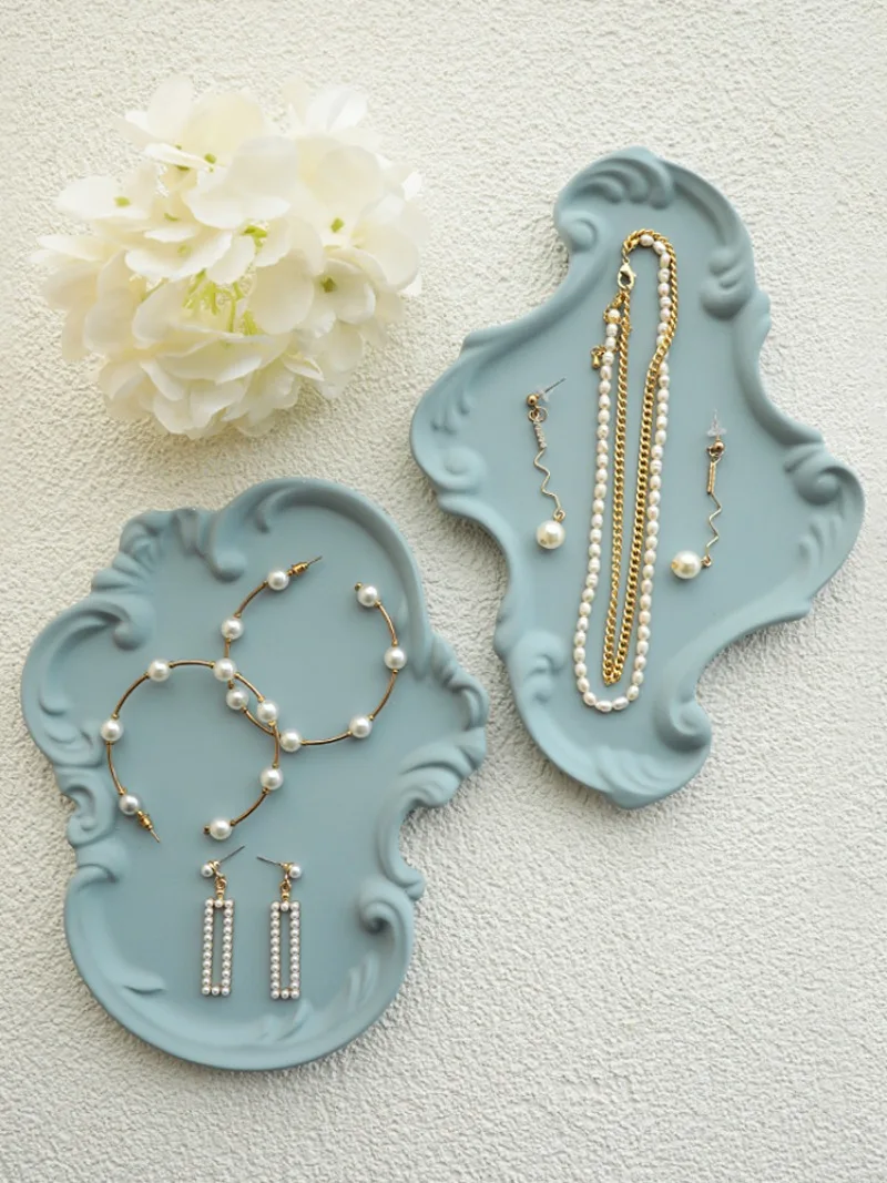 Creative Jewelry Tray Vintage Gypsum Baroque Tray Shop Counter Jewelry Display Shelf Photography Props