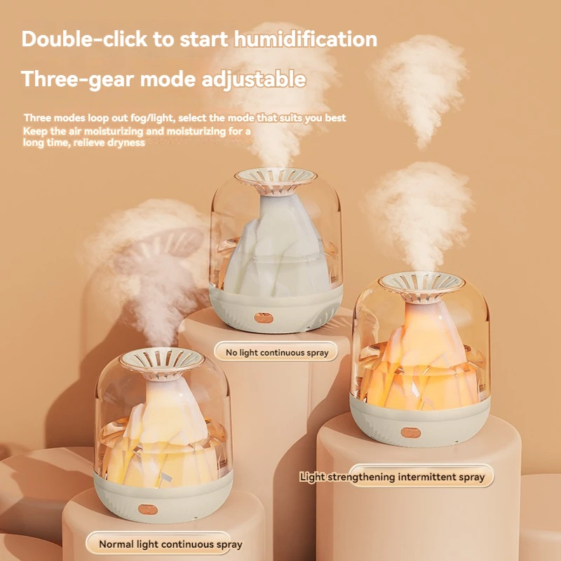 Humidifier, bedroom night light, large capacity charging, household fog, intelligent fire, iceberg spray, three gear, 900ml