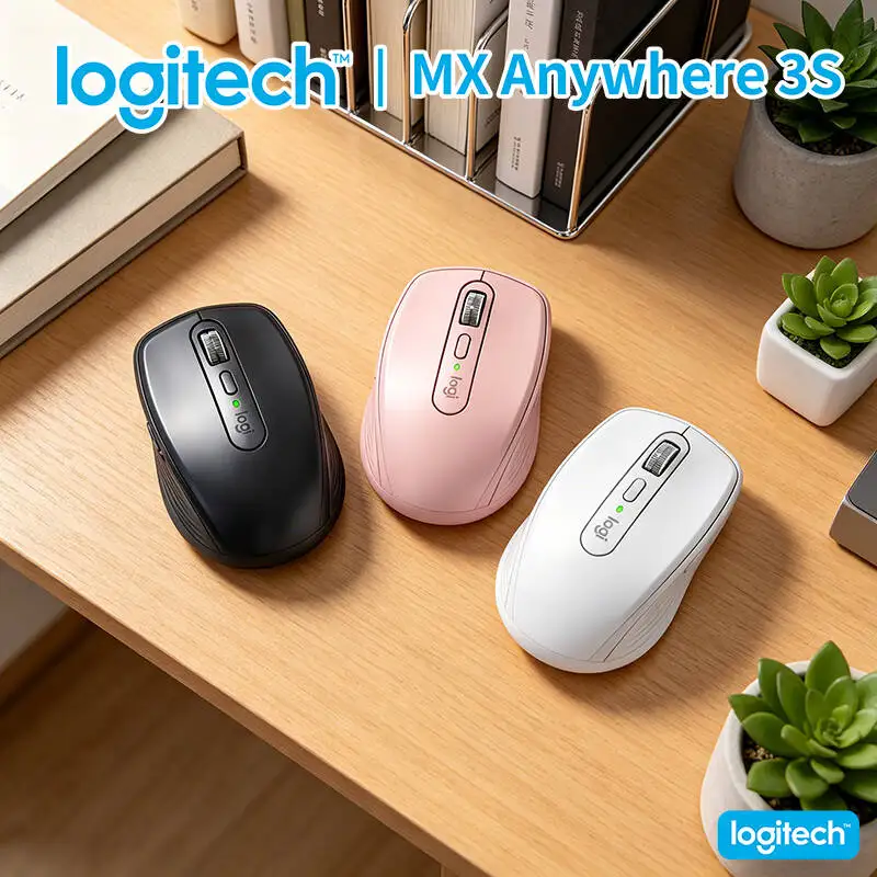 

Logitech MX Anywhere 3S Travel Mouse - 8000 DPI Glass Tracking, MagSpeed Scroll, Silent Click, Anti-Slip Grip for Trip