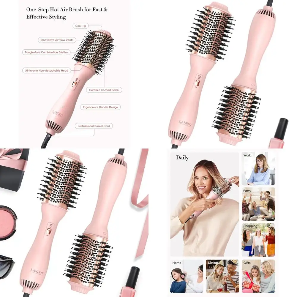 

Овальная фен-щетка 60 мм: стайлер 4-в-1 для сушки, выпрямления, завивки и придания объема волосам, уменьшает пушистость и спутывание волос.