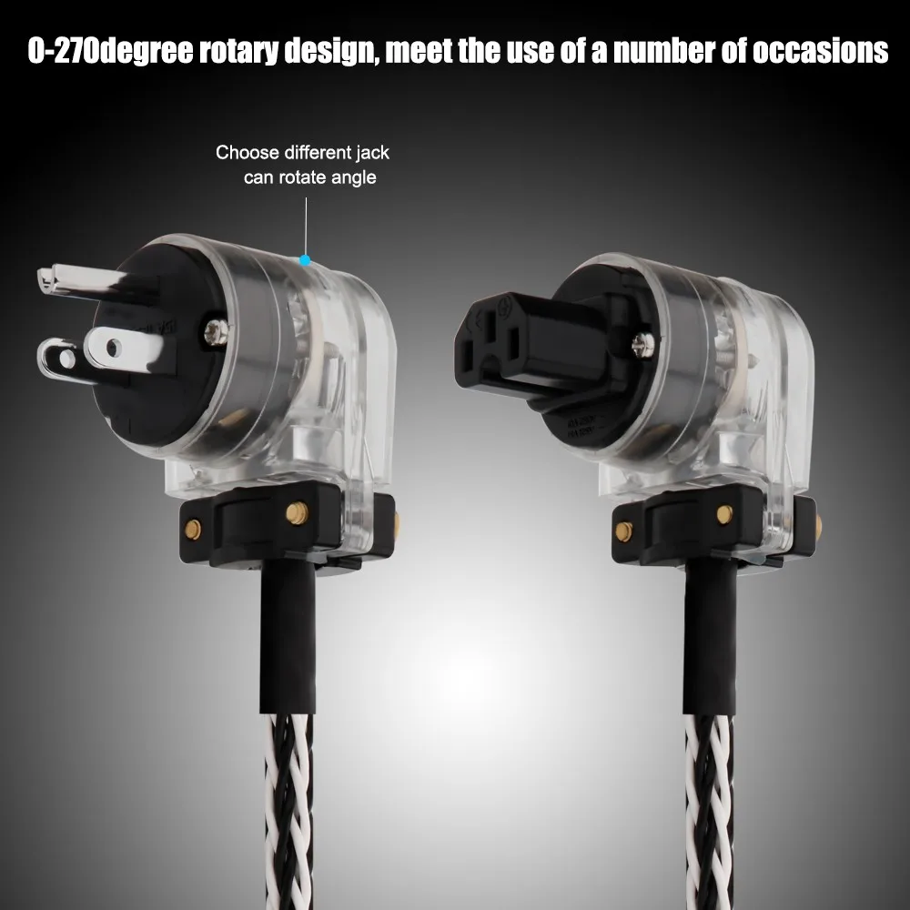 كابل طاقة هجين فضي ، 8 AWG ، OCC ، الاتحاد الأوروبي ، الولايات المتحدة ، HiFi ، سلك طاقة الصوت ، قابس الزاوية اليمنى ، صوت عالي الجودة ، 125 فولت ، جودة عالية